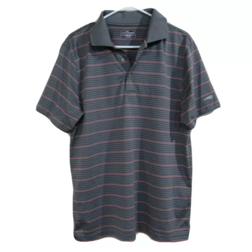 Grand Slam X Golf Grey Striped Polo Shirt Size L